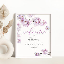 Välkomstskylt för babydusch för blommar av vattenf poster