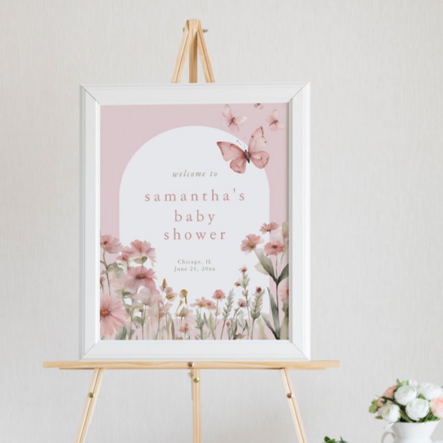 Välkomstskylt för babydusch för rosa blommigt poster (Skapare uppladdad)