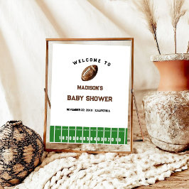Välkomstskylt för babydusch i fotboll poster