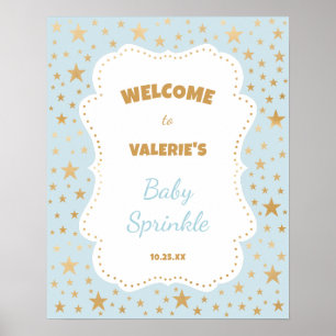 Välkomstskylt för babydusch i Twinkle Star Blue gu Poster
