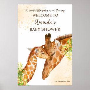 Välkomstskylt för babyduschen i Cute Giraffe safar Poster