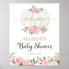 välkomstskylt för babyduschmunk i rosa guld poster