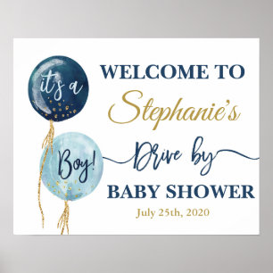 Välkomstskylt för babyduschpojken poster