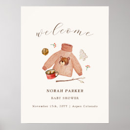 Välkomstskylt för babykläder för vintercamping poster
