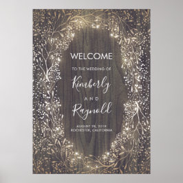 Välkomstskylt för babyns andedräkt Rustic Blommigt Poster