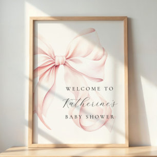 Välkomstskylt för babyskor för Elegant i rosa Bow Poster
