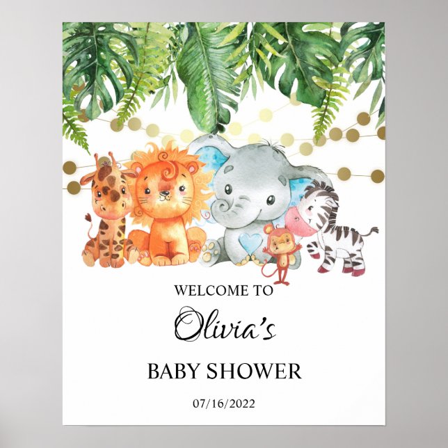 Välkomstskylt för babyskor för SAFARI Poster (Framsidan)