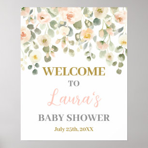 Välkomstskylt för  babyskor i bloom poster