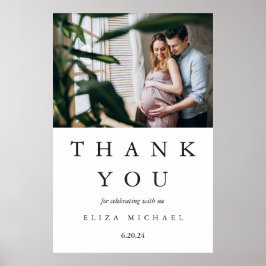 Välkomstskylt för babyskor med foto och datum poster