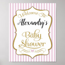 Välkomstskylt för babyskor Rosa Guld Elegant Poster