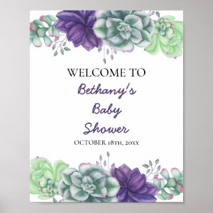 Välkomstskylt för babyskor - Vattenfärgssukler Poster