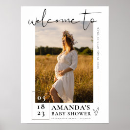 Välkomstskylt för babyskyltfotografi Poster