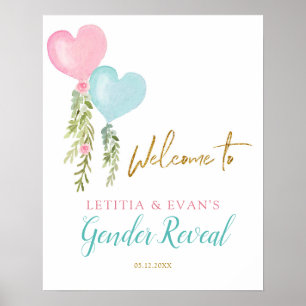 Välkomstskylt för ballongpojke eller Gender Poster