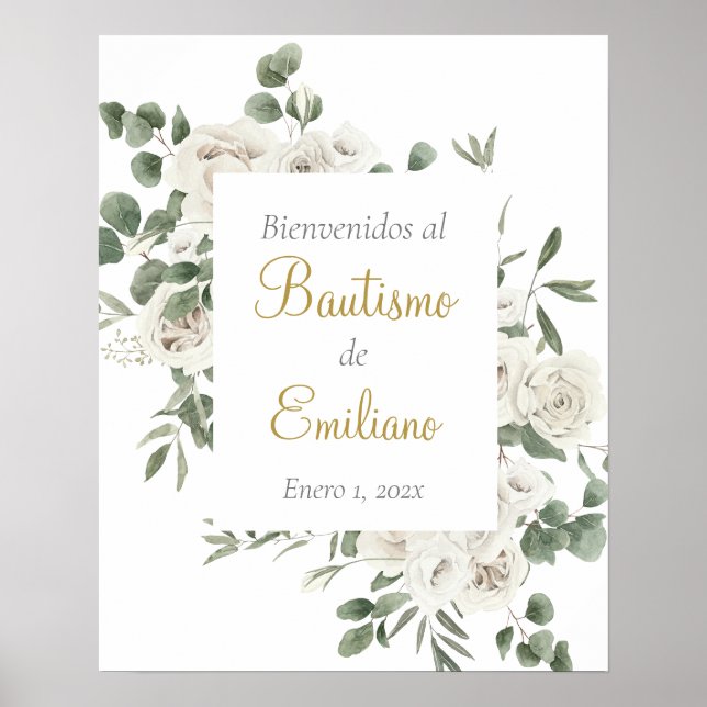 Välkomstskylt för baptism på spanska poster (Framsidan)