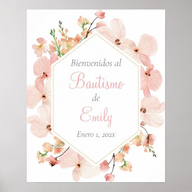 Välkomstskylt för baptism på spanska poster (Framsidan)