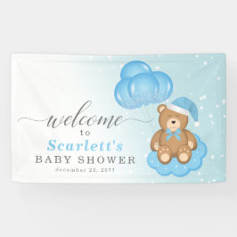 Välkomstskylt för Bear Baby Shower Sömnig blåvinte