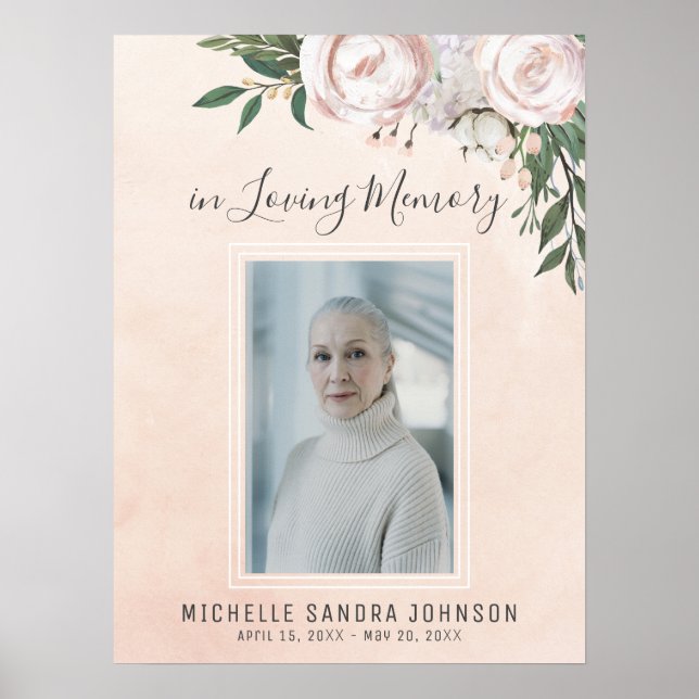 Välkomstskylt för begravning i rosa för firande av poster (Framsidan)