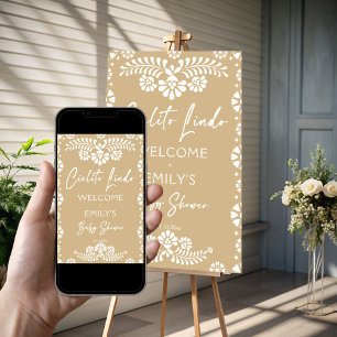 Välkomstskylt för beige babydusch poster