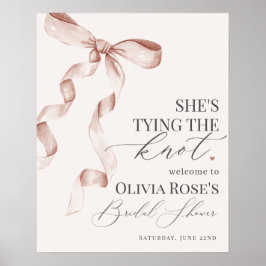 Välkomstskylt för Beige Coquette Bow Möhippa Poster