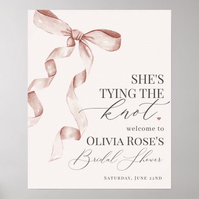 Välkomstskylt för Beige Coquette Bow Möhippa Poster (Framsidan)