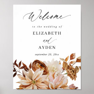 Välkomstskylt för Beige Fall Blommigt Poster