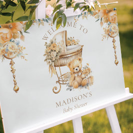 Välkomstskylt för Beige & Guld Baby Shower Poster