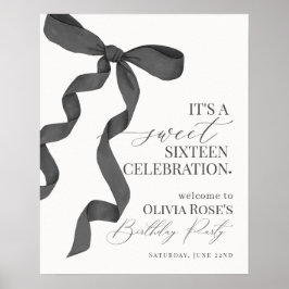 Välkomstskylt för Black Bow Sweet sixteen Birthday Poster