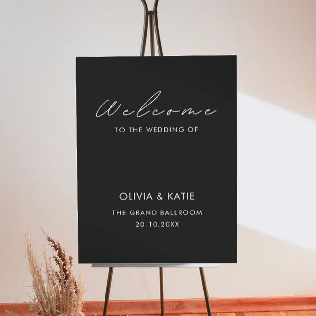 Välkomstskylt för Black Bröllop Poster (Black Wedding Welcome Sign)