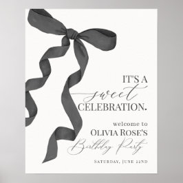 Välkomstskylt för Black Coquette Bow Girl Birthday Poster