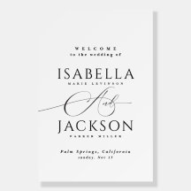 Välkomstskylt för Black & White Chic Simple Bröllo