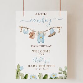 Välkomstskylt för Blåkothes Cowboy Baby Shower Fototryck