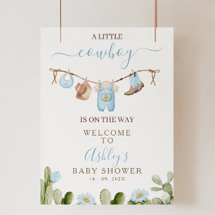 Välkomstskylt för Blåkothes Cowboy Baby Shower Fototryck