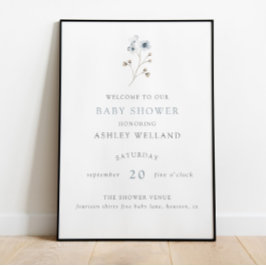 Välkomstskylt för blek Modern Simple Blommigt Baby Poster