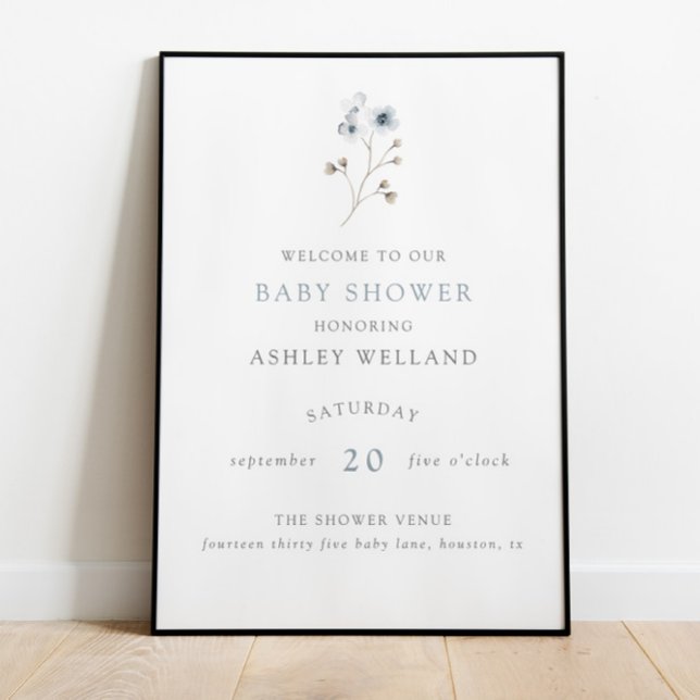 Välkomstskylt för blek Modern Simple Blommigt Baby Poster (Skapare uppladdad)