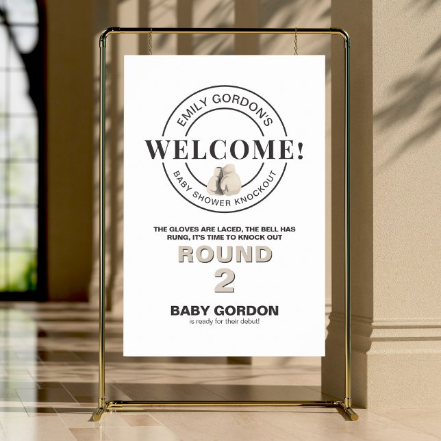 Välkomstskylt för blockering av babyvy Poster (Baby Shower Knockout Welcome Sign)