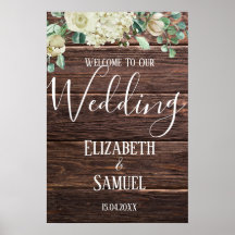 Välkomstskylt för blommigt av träfärgen bröllop