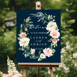 Välkomstskylt för Blommigt för krans Bröllop Poster