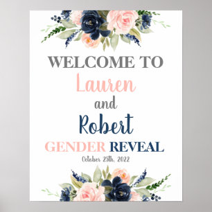 Välkomstskylt för blommigt Gender Poster