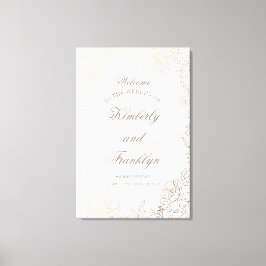 Välkomstskylt för Blommigt Golden Bröllop Canvastryck