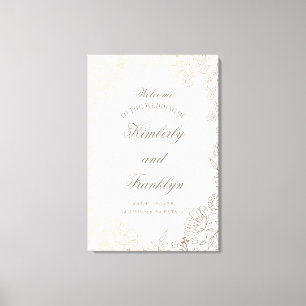 Välkomstskylt för Blommigt Golden Bröllop Canvastryck