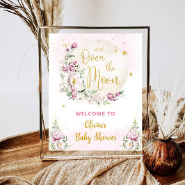 Välkomstskylt för blommigt Måne Rosa Poster