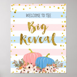 Välkomstskylt för blommigt Pumpkin Gender Reveal Poster