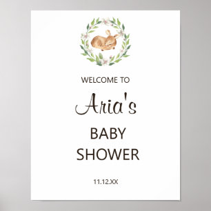 Välkomstskylt för blommigt Sleft Hjort Shower Poster