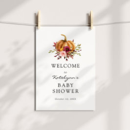 Välkomstskylt för Blommigtar för babyskor hösten Poster
