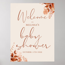 Välkomstskylt för blomsterhöst baby shower poster