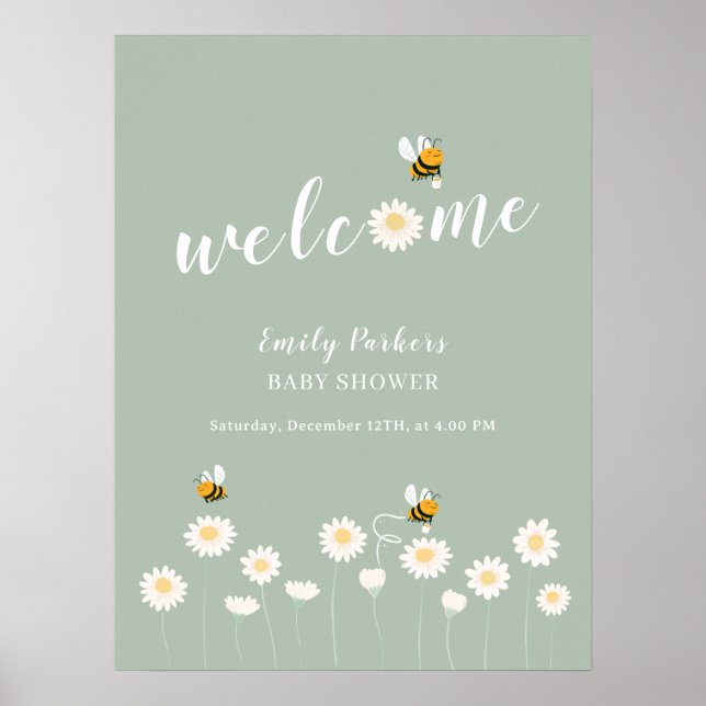 Välkomstskylt för bloOm babyblåsare för grönt - en Poster (Framsidan)