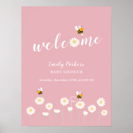Välkomstskylt för bloOm babystölder för rosa enkel Poster