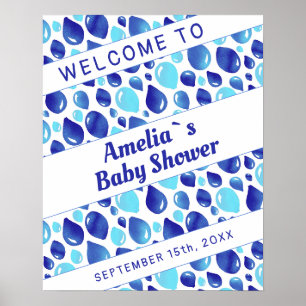 Välkomstskylt för Blue Balloon Mönster Boy Baby Sh Poster