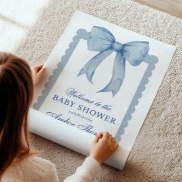 Välkomstskylt för Blue Bow Pojke Shower Poster