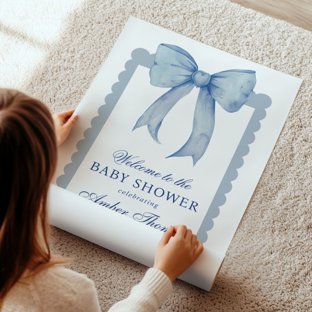 Välkomstskylt för Blue Bow Pojke Shower Poster (Skapare uppladdad)